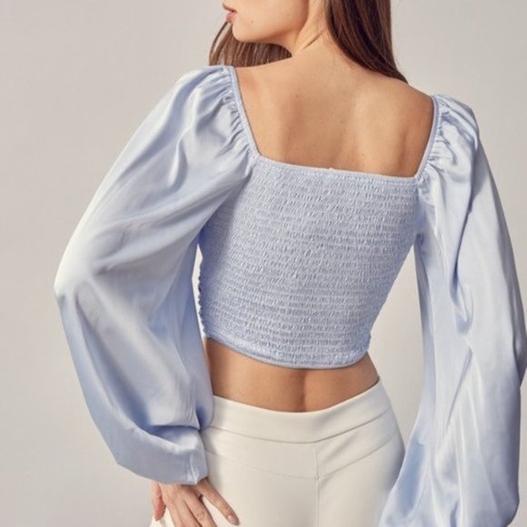 JET SET LONG SLEEVE RUCHED CROP TOP - Picture 3 of 4